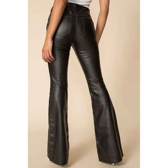 Free People Pants - FREE PEOPLE Penny PullOn Flare Vegan Leather Pants